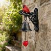 Hanging Bell with Cardinal Bird-Themed Decorative Bracket Wall-Mounted