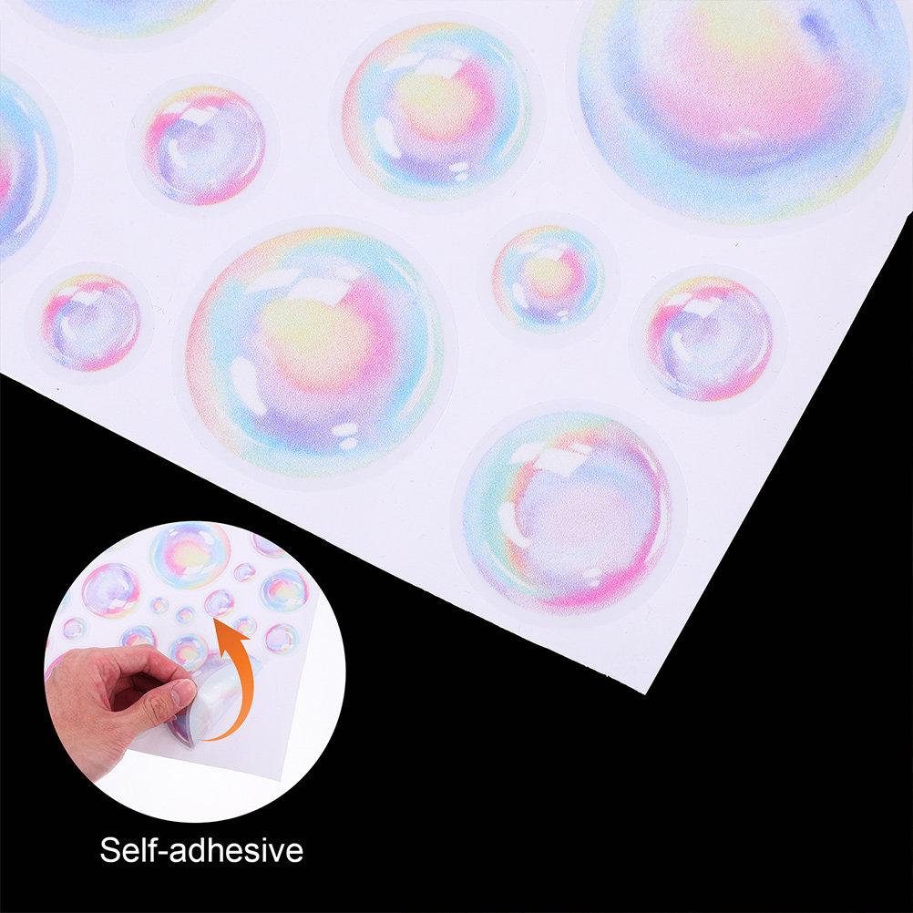 4 Sheets Bubbles Wall Decals Ocean Theme Water Bubble Pattern Self-Adhesive Removable Stickers for Living Room Bathroom Bedroom