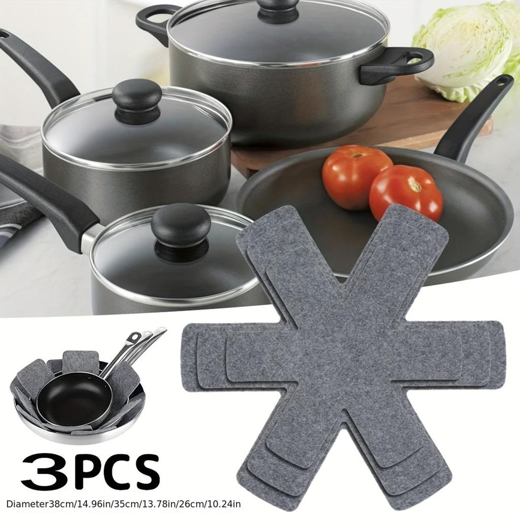 Protective Pads For  Pots And Pans, Heat-resistant Separators To Prevent Scratches, 3 Separate Kitchen Tools