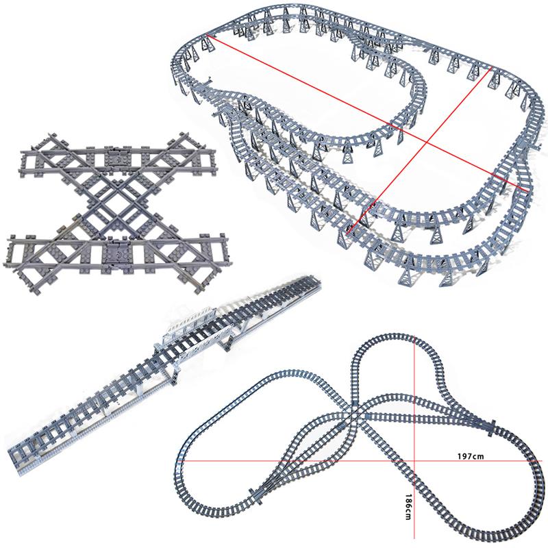 Compatible With LEGO MOC Railroad Bridge Train Track Combination Scene Building Blocks DIY Cross Track Bricks Toys Rail Car