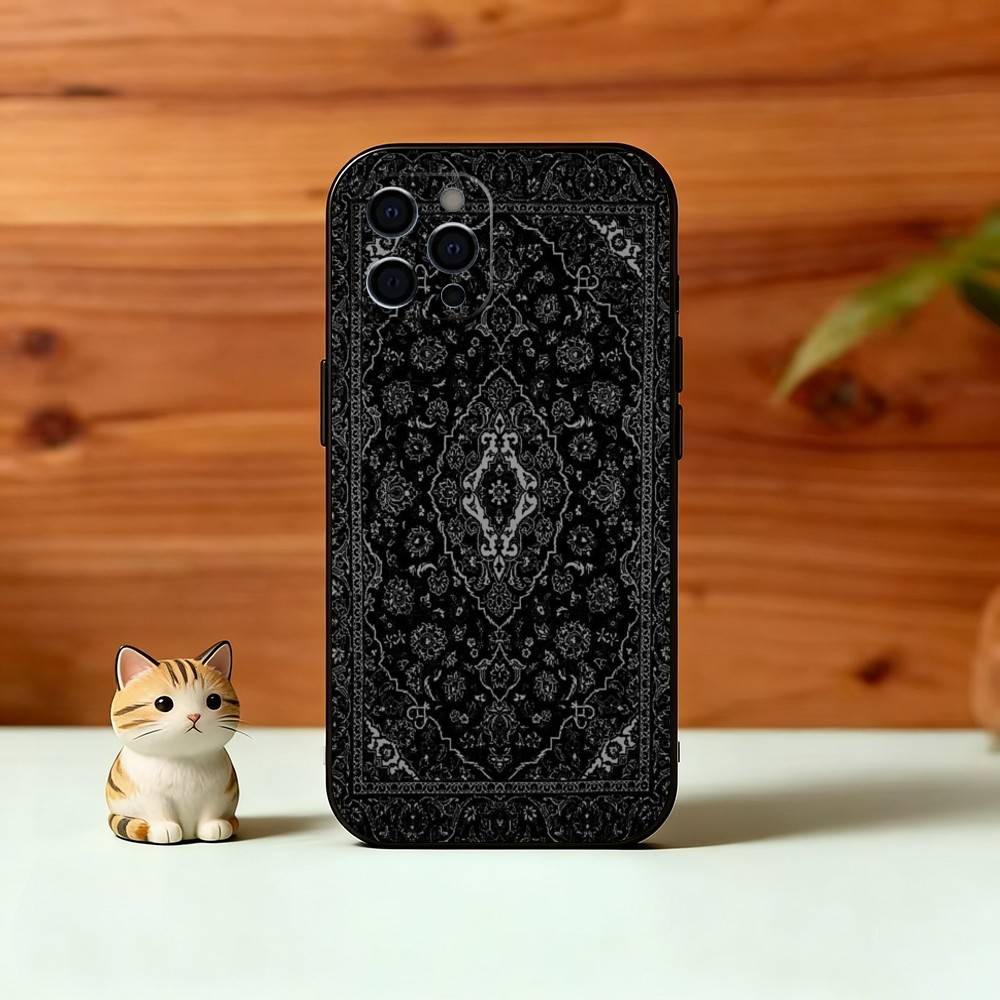 Vintage Persian Carpet Art Phone Case For iPhone 17, 16,15,14,13,12,11 Plus,Pro Max, Others Soft Black Cover