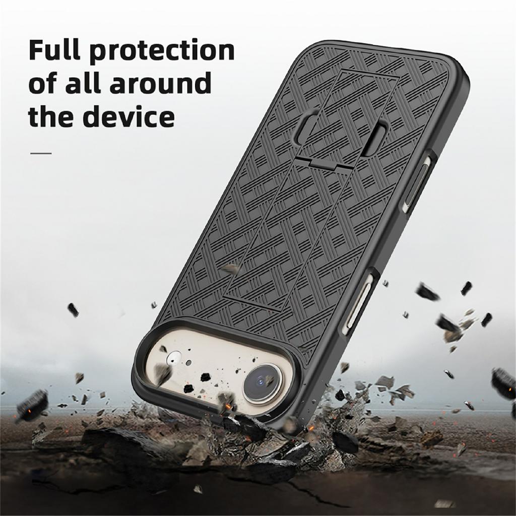 For iPhone Air Case PC + TPU Sliding Screen Cover Kickstand Phone Shell with Clip