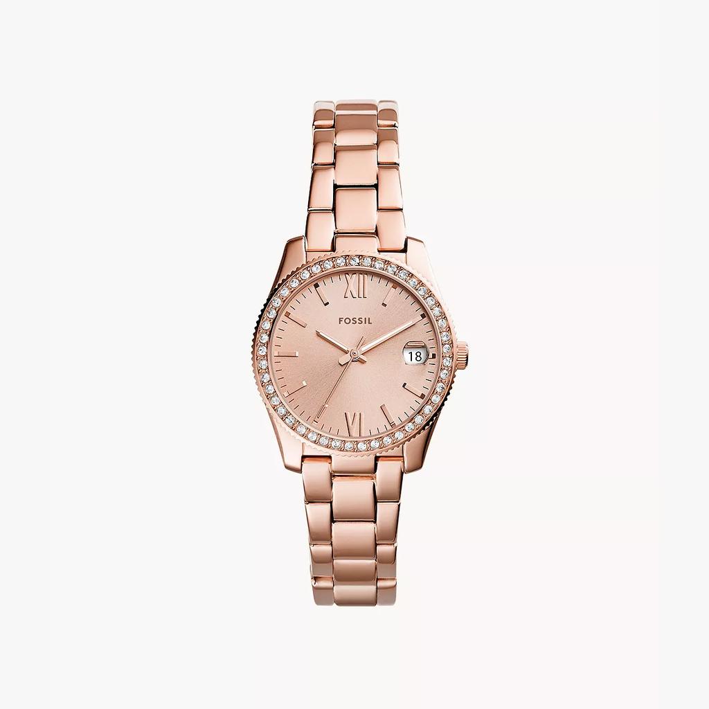 Fossil Women's Scarlette Quartz Watch Rose Gold Dial Stainless Steel 32mm ES4318