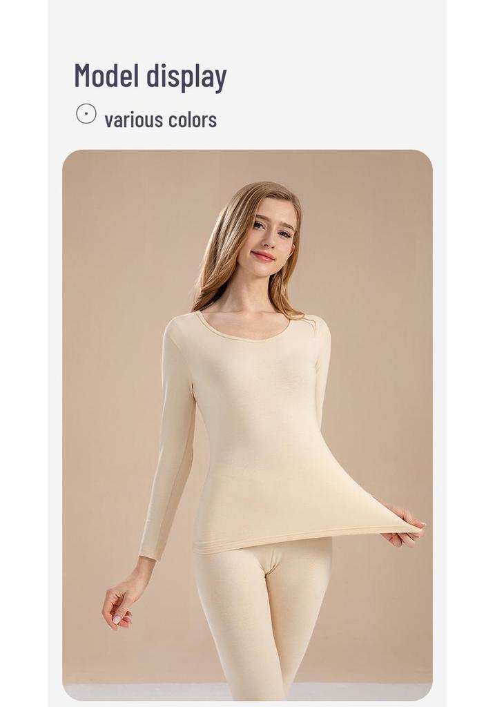 Ensemble d'automne pour femmes en pur coton uni: Couche de base, Pull, Pantalon, Sous-vêtements chauds fins pour filles
