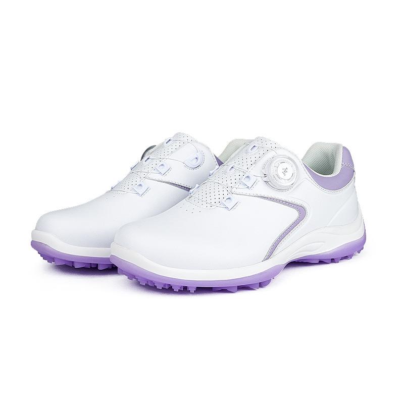 

Women s Waterproof Breathable Golf Shoes with Rotating Laces and Anti-slip Outsole 37 білий/фіолетовий