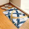 1pc 0.47inch Thick Plush Non-Slip Area Mat - Abstract Geometric Design In Deep Blue & Golden, Machine Washable Polyester Floor M