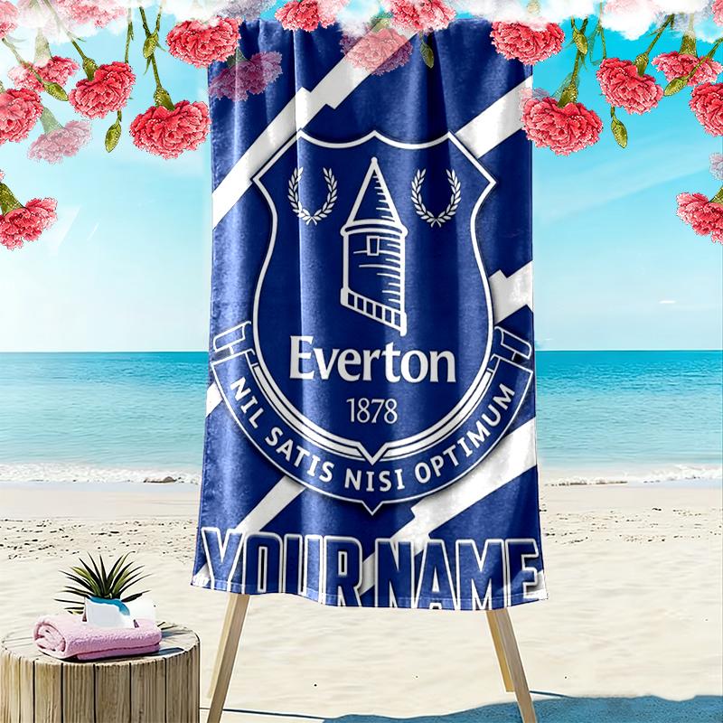 Custom Name Everton FC Print Beach Towel, Large Soft Quick Dry Towel for Beach Camping Swimming_xia
