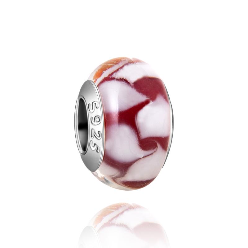 Matte Black Collection copper ThreeDimensional FlowerStriped Glass Bead Charms Compatible With Do It Yourself Bracelets Necklaces Exquisite Pieces P