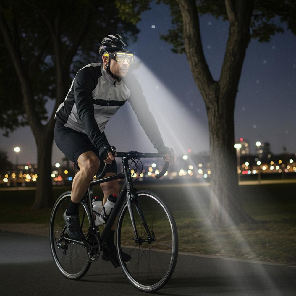 Rechargeable LED Safety Glasses Headlights Detachable Sunglasses Multifunctional Headlamp for working Riding Night Fishing