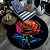 Rainbow Rose Round Area Rug,Carpet Rug for Living Room Bedroom Sofa Playroom Decor,Non-slip Floor Mat