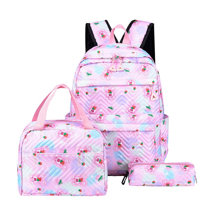 Trykt skoleveske kvinner Tredelt ryggsekksett kvinneveske