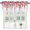 Sage Red Eucalyptus Leaves Valance Curtains for Windows, Watercolor Window Valance Curtains for Bathroom Privacy Protection Rod Pocket Botanical