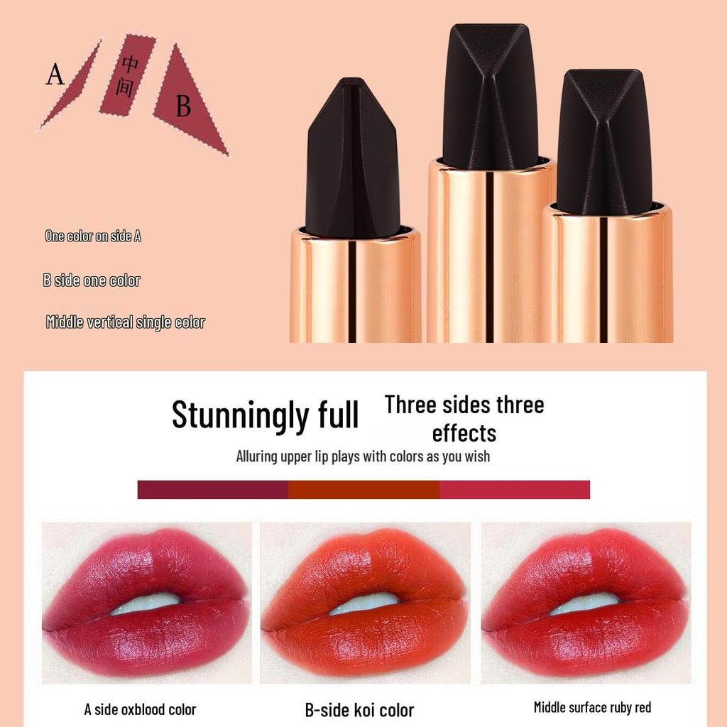 QXQY Three-Color Lipstick: Smooth, Richly Pigmented, Whitening, Moisturizing, Long-Lasting Matte, Color-Changing Lip Gloss.