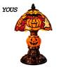Non Dazzling Bedroom Lamp Halloween Vintage Table Lamp, Retro Resin Pumpkin Skeleton Black Cat Decorative Night Light, Gothic Bedside for Living Room