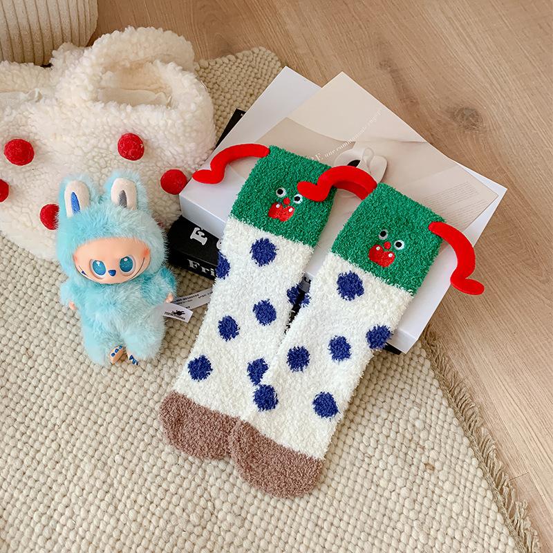 Funny Clown, Coral Velvet Socks, Children'S Fun Cartoon Floor Socks, Winter Warmth, Thickened Sleeping Socks, Cross-Border