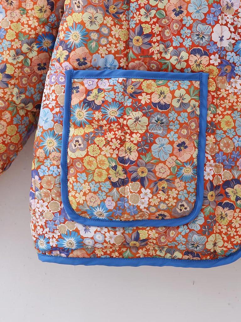 2023 Herbst/Winter Europäischer Stil Gesteppt Floral Dick Warm Damenmantel