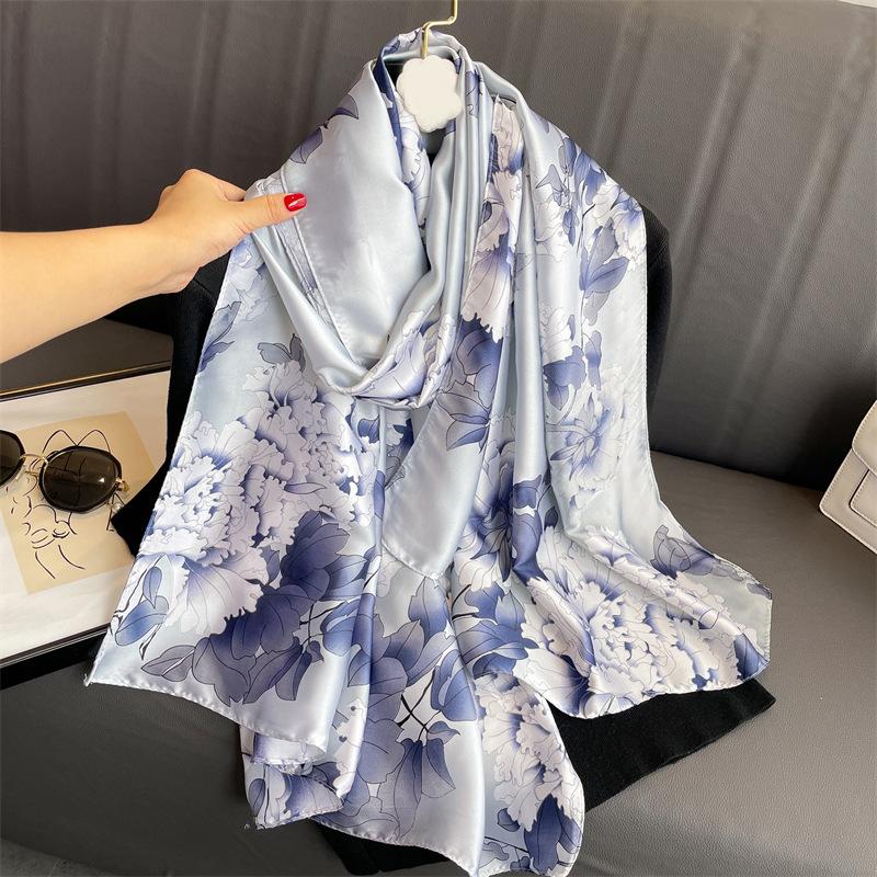 Europe United Hot Women Luxury 180*90cm Women Silk Scarf Female Beach Shawl Bandanna Foulard Muffler High Quality Scarves Wraps
