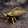 Office Desktop Decor Brass Fly Figurine, Vintage Craft Metal Insect Animal Statue for Home, Miniature Piece