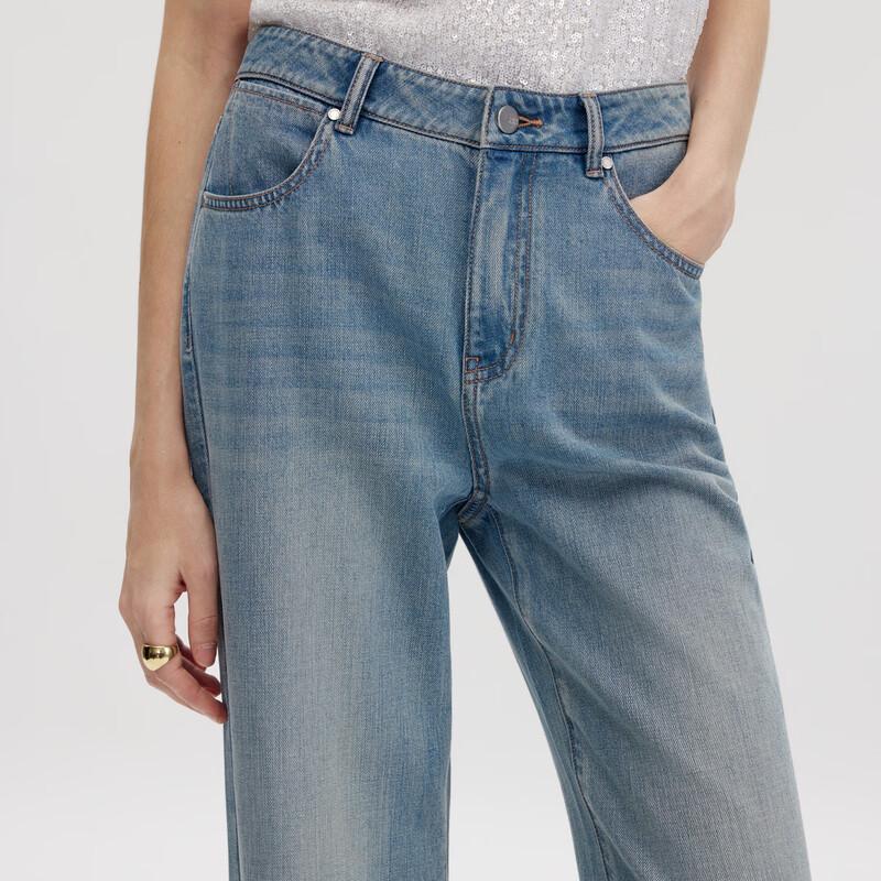 LANGZI Frayed High-Waist Flare Jeans for Women
