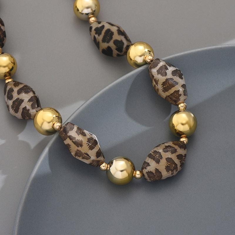 Fashion Color-blocked leopard print necklace For Women Ladies