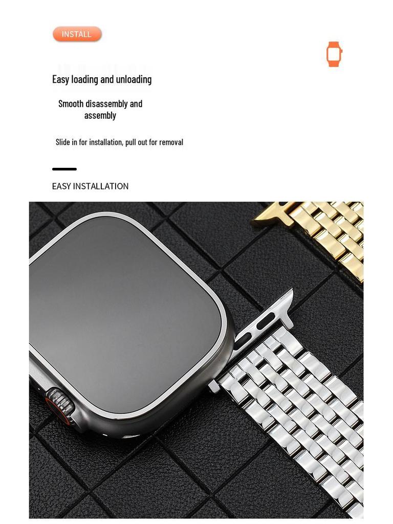 Compatible Stainless Steel Bead Band for Apple Watch 