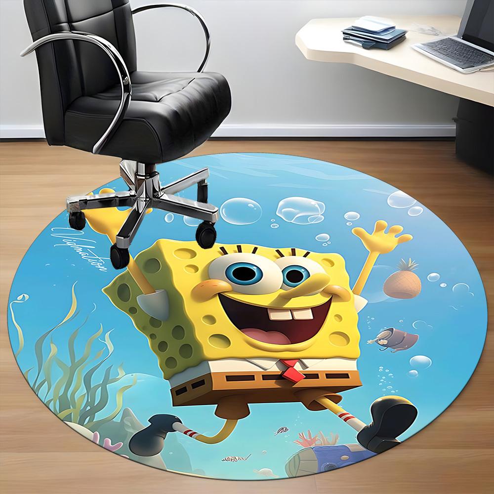 1pcSpongeBob SeaWorld Office Round Area Rug, Indoor Mat Suitable For Office, Under Office Chairs Bedroom Living Room Home Decor, Room Deco