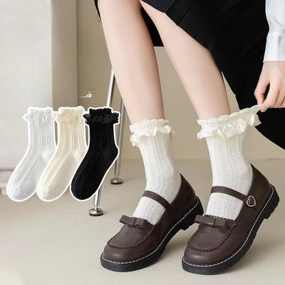 Mittelwaden Bubble Lace Lolita Damen Socken, Mesh Zopf Atmungsaktive Socken, Süße Baumwollsocken, Dünner Frühling