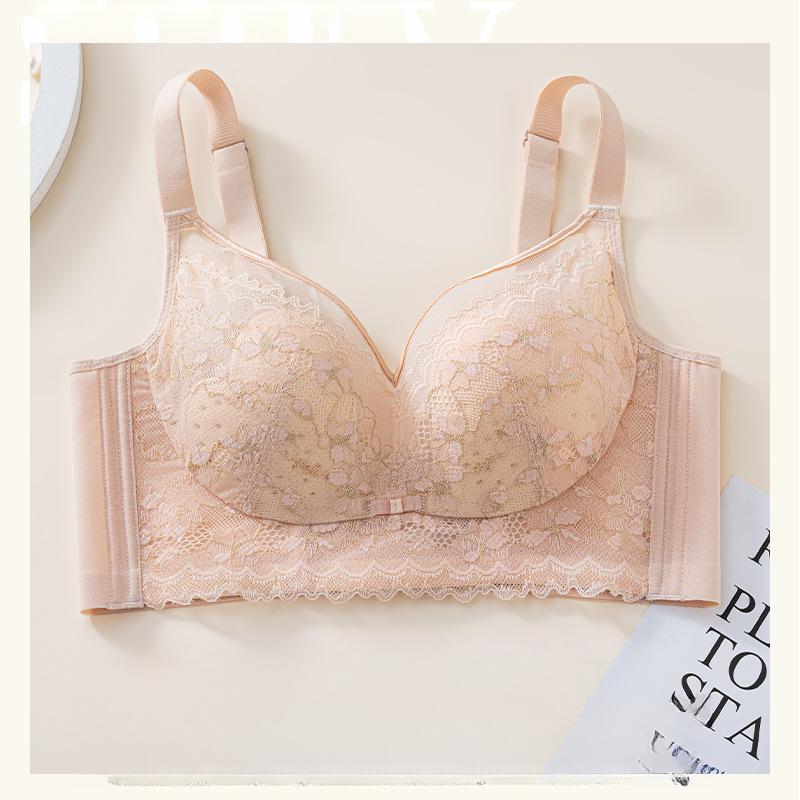 

Дышащее кружевное белье-кристалл для женщин, регулируемый сбор груди, собранный бюстгальтер, бюстгальтер с поддержкой в виде кроличьих ушек 40/90C розовый