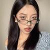 Retro Transparent Red Small Frame Oval Glasses Frame Plain Flat Mirror Concave Shape Female Y2K Myopia Glasses Small Face