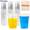 FAIS DU 8oz Disposable Measuring Cups with Stirring Sticks Plastic Epoxy Resin Mixing Cups for Baking, Mixing Paint, Pigments