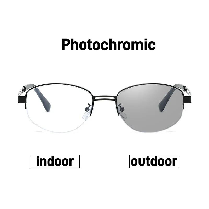 Neue Retro Photochrome Kurzsichtigkeitsbrille Neutral Mode Luxus Kurzsichtigkeitsbrille Oval Halbrand HD Photochrome Brille Bis -3.5-4.0