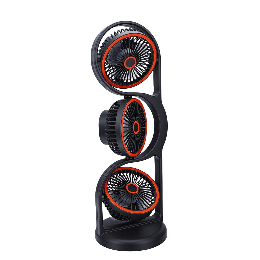 Ventilatore da Scrivania USB Ricaricabile Portatile a 3 Teste con Diverse Impostazioni di Velocità Luce per Studio Lavoro Esterno