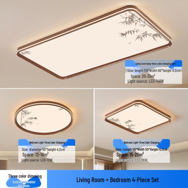 Walnut Chinese Song Style Ceiling Light for Living Room & Bedroom