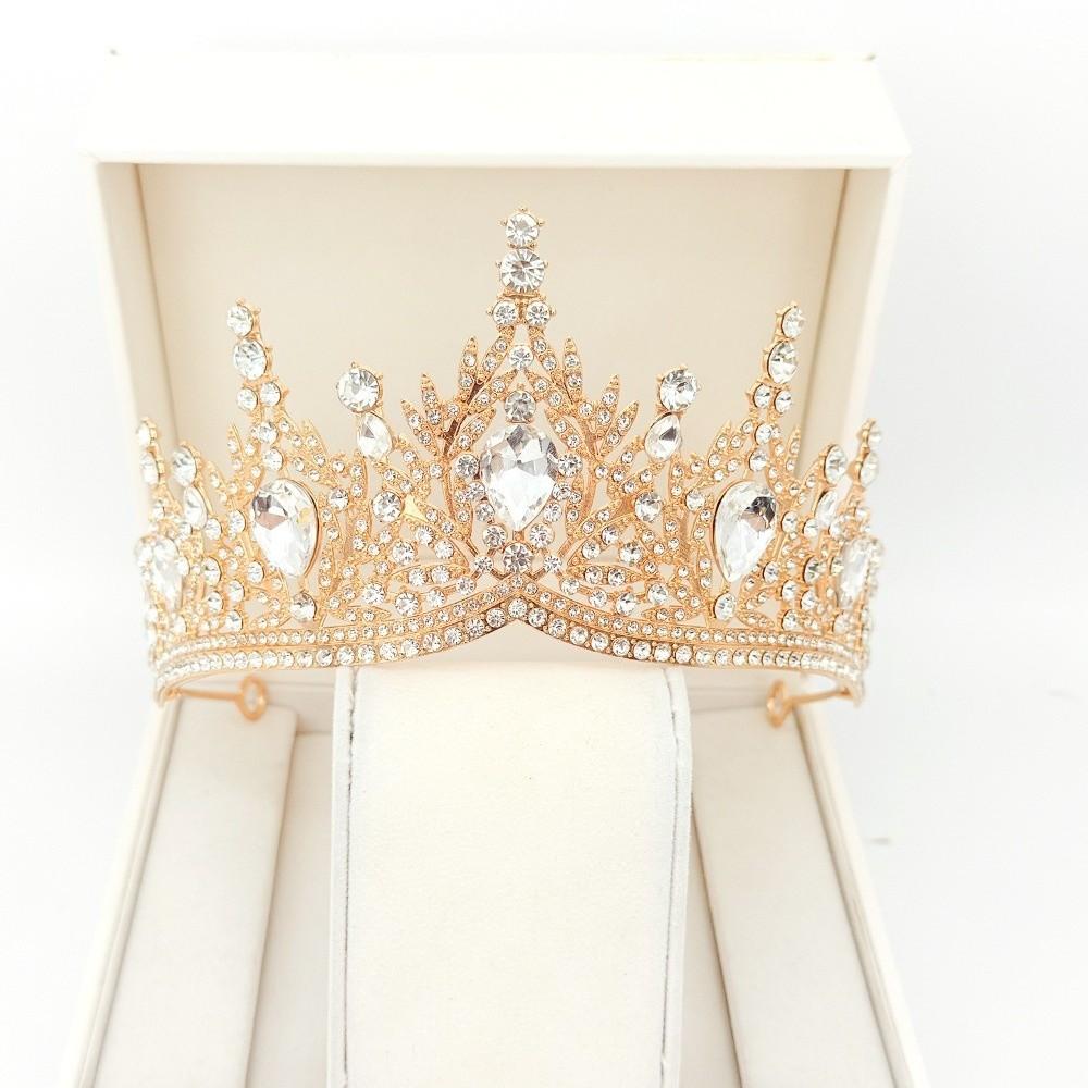 Shiny Ornament Baroque Queen Tiaras Luxury Princess Crown Bridal Headwear  for Women Girls