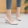 2025 New Professional Shallow Mouth Single Shoes Female with Round Head Slip Black Thick High Heel Ol Work Female Shoes