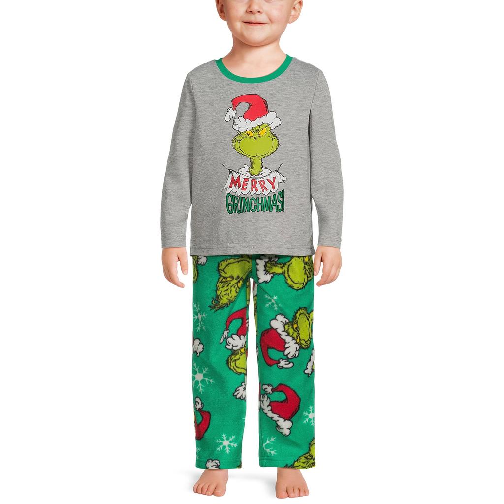 Christmas Family Matching Pajamas Set, Mother Child Baby Cartoon Print Pajamas Home Clothes Set