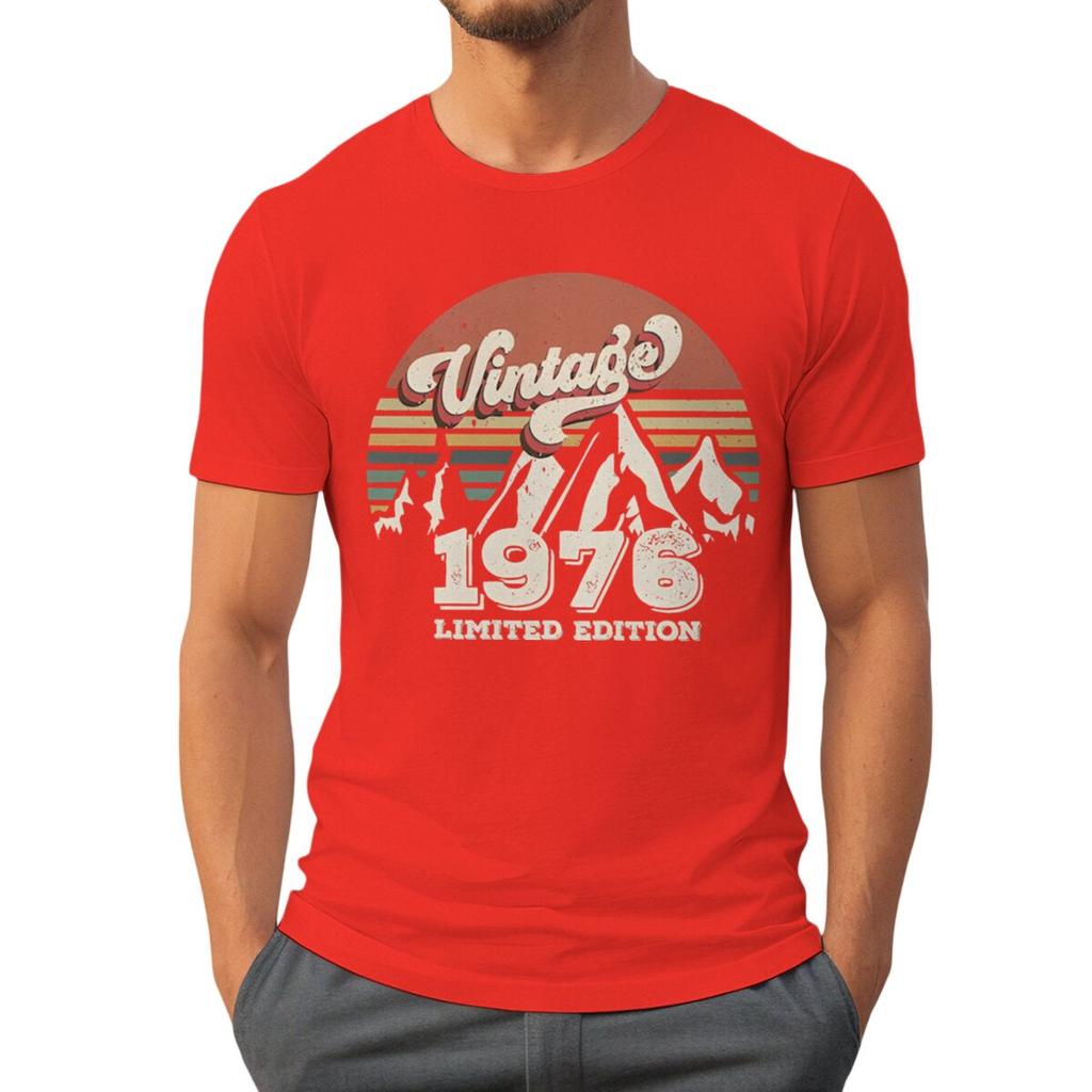 Fashion Men's T-Shirt Vintage 1976 50 Years of Being Awesome Graphic Tee Fashion 50th Birthday Gift Women Tops
