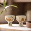 Grass And Wood Ash Lion Dancing Guochao Chinese Style Tea Drinking Cup Ceramic Household Kung Fu Tea Master Cup Single Cup Tea Tasting Cup