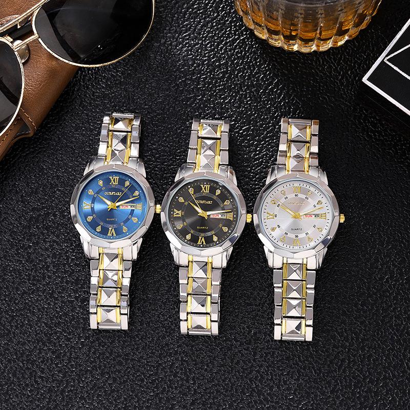 New Watch Men's Premium Men's Watch Alloy Steel Belt Quartz Luminous Calendar Men's Watch
