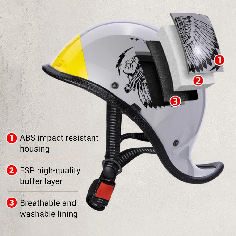 Motorcycle Helmet Retro Half Face Helmet Windshield HD Visors Capacete De Moto Helmest Scooter Casco Cycling Helmet Men Women