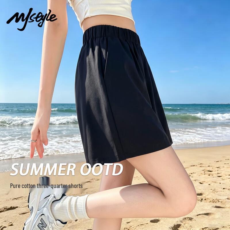 MJ STYLE Women s Pure Cotton A-line Shorts M чёрный