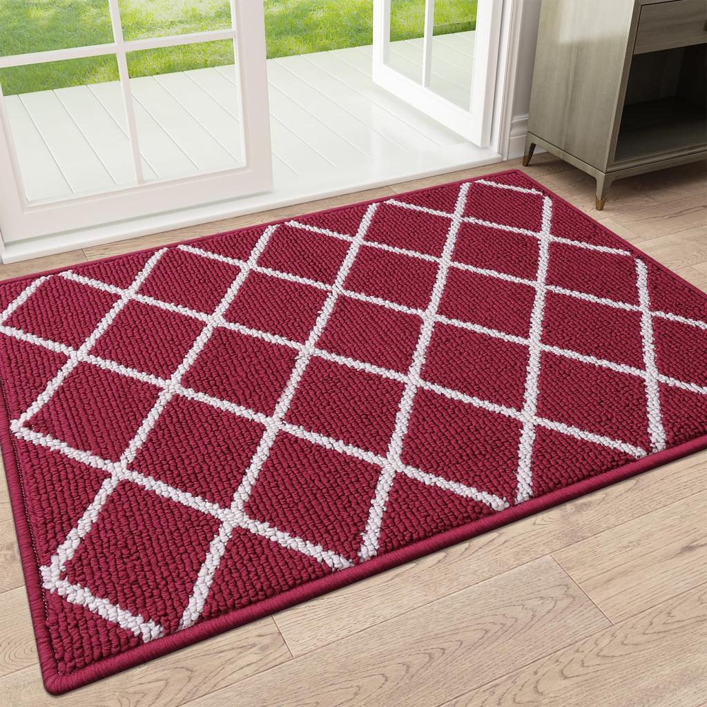 Olanly Entryway Washable Low-Profile Indoor Doormat Absorbent Resist Dirt Entrance Inside Floor Mats Backing Non Slip Door Mats
