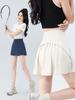 Women's Five-Minute High-Waisted Pleated Sports Skirt: Summer Anti-Exposure, Loose Fit for Running, Fitness, Yoga, and Tennis.