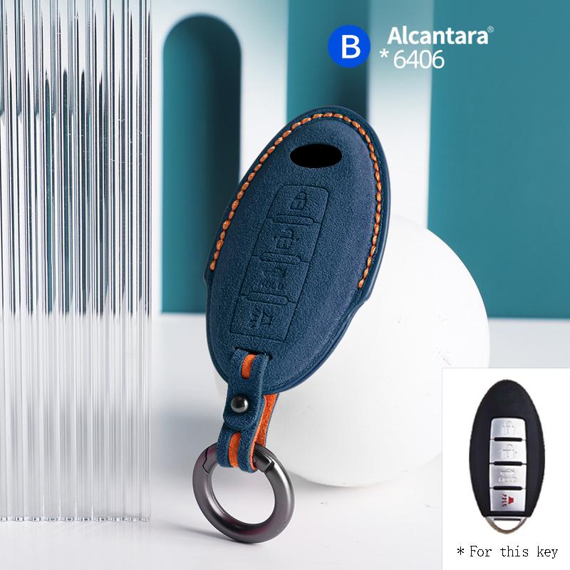 Interior Mouldings For Infiniti FX35 QX50 Q40 Q60 Q70 Q80 4 Button Alcantara Suede Car Key Case Shell Keychain Accessories