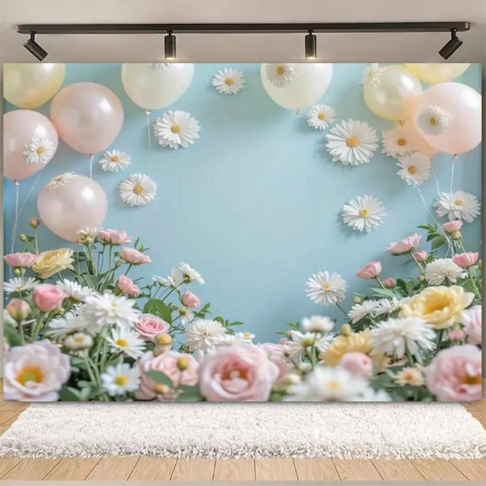 Spring Daisy Flower Backdrop Baby Shower Boho ArchBalloons Backdrop Girl Birthday Cake Smash Easter Kids Portrait Photo Props