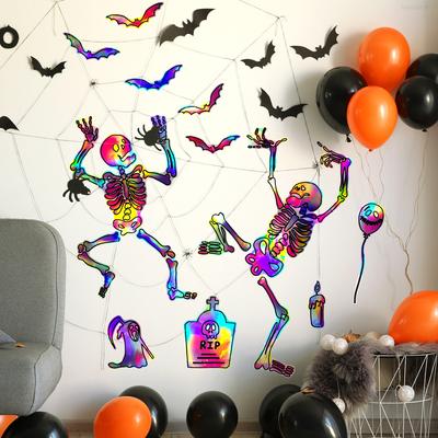 Ls11000 Laser Material Gradual Change Diy Halloween Skeleton Wall Sticker Viewing Angle Different Patterns And Colors