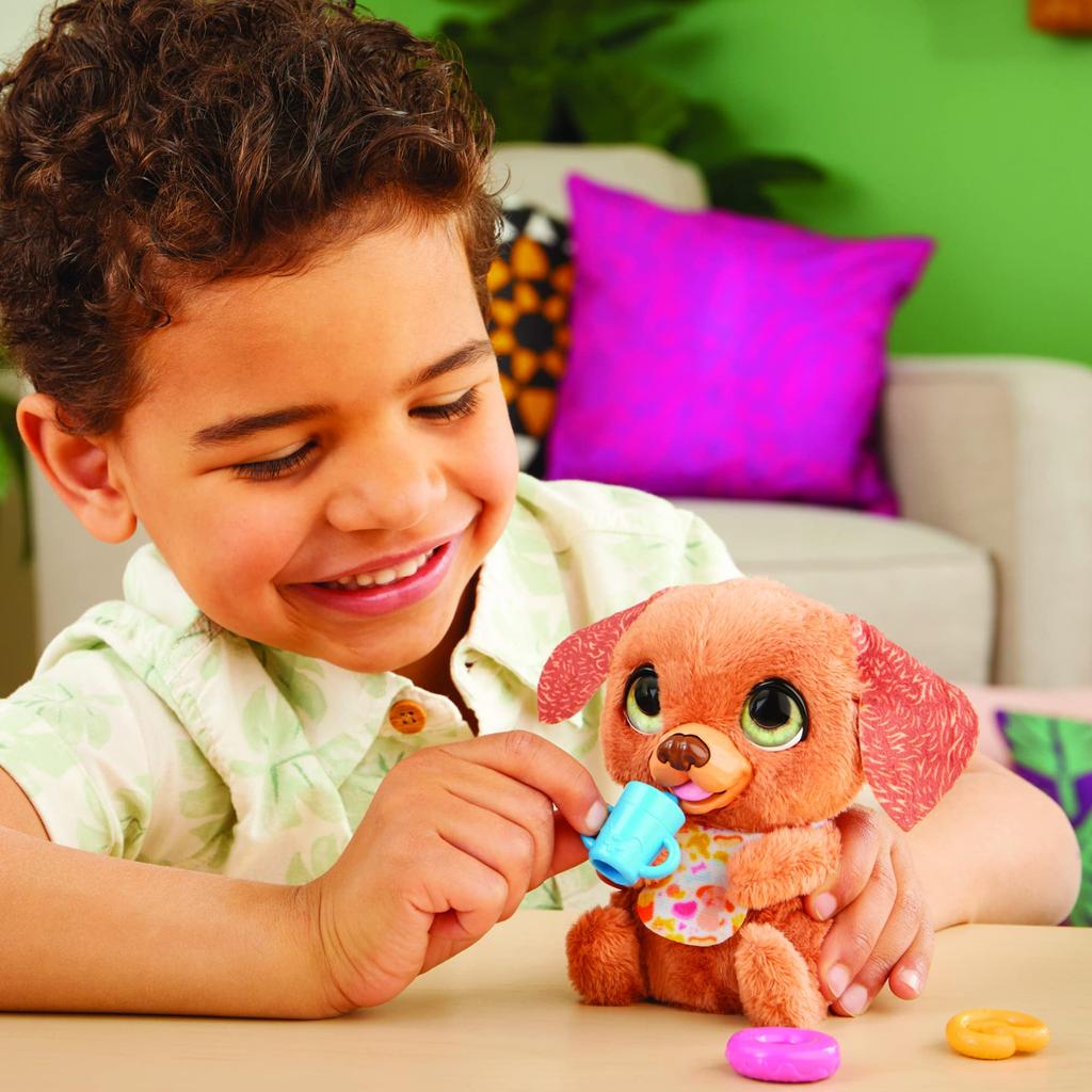 Hasbro FurReal Chci svačinu! Miminko štěně, Animatronická plyšová hračka, Interaktivní mazlíček, který reaguje na hlas a zvuk, Pro děti od 4 let (F6798) Autentický