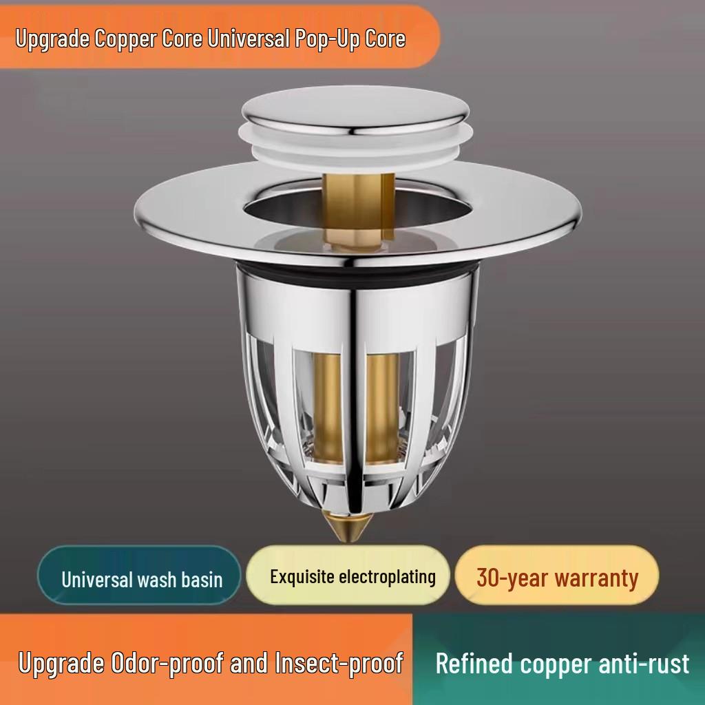 Spring Core Deodorizing Basin Leak Plug with Copper Core - Universal Bathroom Wash Basin Accessory