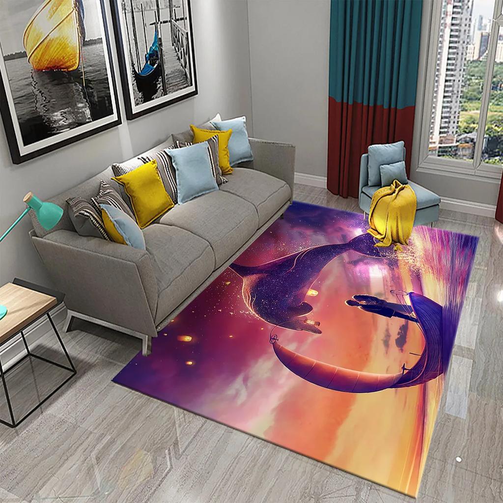 3D Fantasy Dolphin Carpet for Living Room Bedroom Kids Rug Dolphin Series Carpet Hallway Floor Mat Bathroom Kitchen Non-slip Rug