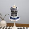 Cute Striped Dog Dress Soft Cat Vest Harness Pet Chest Strap Pet Princess Lace Skirt  Spring